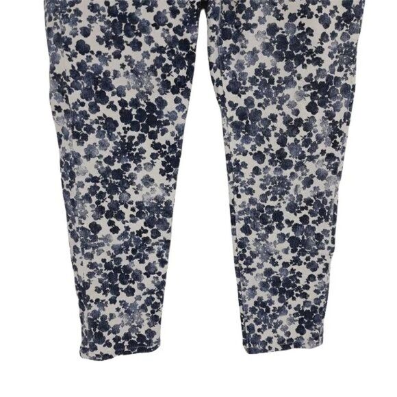 Michael Kors Izzy Skinny High Waisted Skinny‎ Crop Ankle Pants Blue Floral Sz 10 - Picture 7 of 13